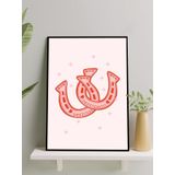 Lucky Hearts, Şanslı Kalpler At Nalı Aşk Pop Sanat Çerçeveli Tablo - Çerçeveli Poster