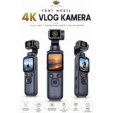 Lucky Love 4K Ultra Hd Vlog Kamera 75MP Wifi Yapay Zeka Yüz Takipli 330° Gimbal 1.7” Dokunmatik Ekran 64GB Hafıza Kartlı - Siyah