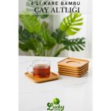 Lucky Love 6 Adet Lüks Bambu Bardak Altlığı Çay Tabağı Altlığı Fincan Altlığı Şık Dekor
