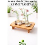 Lucky Love Ayaklı Lüks Bambu Dikdörtgen Kesim Tahtası, Kesme Tahtası, Ekmek Tahtası, Et Tahtası, Sebze Tahtası