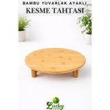 Lucky Love Ayaklı Lüks Bambu Yuvarlak Kesim Tahtası, Kesme Tahtası, Ekmek Tahtası, Et Tahtası, Sebze Tahtası