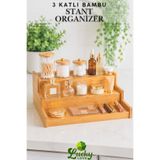 Lucky Love Bambu Lüks 3 Katlı Baharatlık Standı Tezgah Üstü ve Dolap İçi Düzenleyici Mutfak Rafı