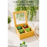 Lucky Love Bambu Lüks 4 Bölmeli Çay Kutusu Saklama Kutusu - Organizer