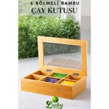Lucky Love Bambu Lüks 6 Bölmeli Çay Kutusu I Çay Kahve Bitki Çayı Saklama Kutusu