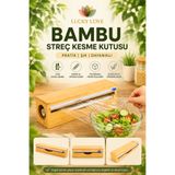 Lucky Love Bambu Lüks Streç Film Kesme Kutusu Tek Bölmeli Pratik Kullanım Alüminyum Folyo ve Pişirme Kağıdı Uyumlu / 33 cm