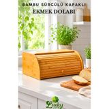 Lucky Love Bambu Lüks Sürgülü Kapaklı Ekmek Saklama Kutusu – Rulo Kapaklı Ekmek Dolabı (Kurulu Gönderim)