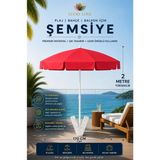 Lucky Love Plaj Bahçe Balkon Için Bükülebilen Şemsiyesi Ince Branda Kumaş - 2 Metre Yükseklik / 170 cm Genişlik - Kırmızı
