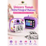 Lucky Love Unicorn Temalı Çocuk Dijital Fotoğraf Makinesi Termal Baskılı Kamera Selfie Kameralı Türkçe Menü
