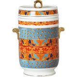 LuckyArt Clarıssa Bone Chına Porselen Mavı Beyaz Kulplu Kavanoz 22 Cm