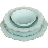 LuckyArt Laurance Mint Yeşil New Bone China Porselen 6 Kişilik 24 Parça Yemek Takımı - Standart