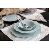 LuckyArt Lucky Art Laurance Mint Yeşil Renkli New Bone China Yemek Takımı 24 Parça