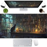 LuckyCow Sevimli Kawaii Kedi Masa Matı XXL Büyük Oyun Mouse Pad Anime Kediler Masa Pedi, Vintage Bilgisayar Matı Kadınlar için Ofis Masası Dekor Pedi Oyuncu Hediyesi, Dikişli Kenarları ile Dizüstü Bilgisayar