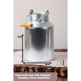 LUCKYHOMES Country Tarzı Galvaniz Uzun Süt Güğümü,dekoratif Güğüm,paslanmaz Galvaniz Uzun Geniş Kova 3,5 Litre