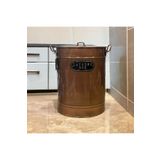 LUCKYHOMES Özel Üretim Metal Kapaklı Oval Gri Çamaşır Sepeti , Metal Kirli Çamaşır Sepeti 51 cm Paslanmaz