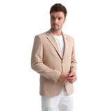Lucos Erkek Bej Yarım Astar Torba Cep Likralı Gofre Kumaşlı Spor Blazer Ceket Bej 54