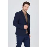 Lucos Erkek Lacivert Yarım Astar Torba Cep Likralı Gofre Kumaşlı Spor Blazer Ceket Lacivert 54