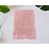 Lucy and Home Bordürü Dantelli Saçaklı Duş Havlusu , Çeyiz Havlusu 70X140CM - 70 x 140 cm - Pembe