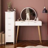 Lucy Makyaj Masası Takımı T1050 – Beyaz Aynalı, Çekmeceli Dolaplı Set