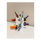 Lucylund Lego Uyumlu Masa Üstü Kalemlik – Çalışma Masası Düzenleyici Organizer Lego Blok Stand