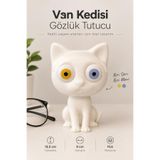 Lucylund Van Kedisi Gözlük Tutucu – Beyaz Kedi Figürlü Özel Tasarım Dekoratif Gözlük Standı Hediye Aksesuar Kedi Aksesuarı