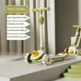 Luddy B Duck 🛴 Luddy B.DUCK LED Işıklı 3 Tekerlekli Çocuk Scooter | Katlanabilir | 3-8 Yaş | 100 Kg Taşıma Kapasiteli | Sepet Hediyeli - Yeşil - Beyaz - YEŞİL