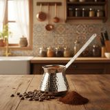 Ludia El Yapımı 350ML Dekoratif Işlemeli Kalın Bakır Cezve (8,5CMX10,5CM)