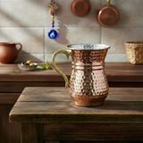 Ludıa Geleneksel El İşlemesi 300Ml Bakır Kulplu Maşrapa Ayran Bardağı (7,5Cmx10cm)