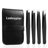 LUDOUPIER [4+1 adet] Seyahat çantası ile cımbız seti, büyük hassas yükseltme profesyonel anti-pas alaşımlı cımbız kadınlar ve erkekler için çok amaçlı kaş yüz kılı batık epilasyon
