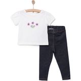 Luess Kız Çiçek Baskılı Tshirt-Tayt Kız Bebek - Ekru - 6 Ay