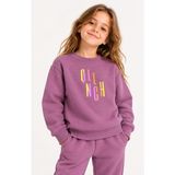 Luess Kız Çocuk Bisiklet Yaka Renkli Baskılı Sweatshirt – Gül Kurusu