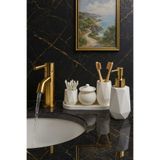 lufen deco 5 Parça Mermer Desen Dekoratif Banyo WC Seti Sıvı Sabunluk Diş Fırçalık Sunum Tepsi Pamuk kulak çöpü