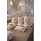 lufen deco Mermer Desenli 6'lı Banyo Wc Seti Beton Dekoratif Aksesuarları Sıvı Katı Sabunluk Mumluk