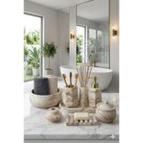 lufen deco Mermer Desenli Beton 8'li Banyo Wc seti Sıvı Katı Sabunluk Diş Fırçalık Mumluk Sunum Tepsisi Çeyiz
