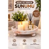 lufen deco Mermer Desenli Kahverengi Sunum Tepsisi Mumluk Saksı Altlığı Makyaj Banyo Düzenleyici