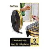Lufern 2 Metre Siyah Pvc Doğrama Kapı Pencere Soğuk Geçirmez Sızdırmaz İzolasyon Fitil Yapışkanlı 1x2=2 mt