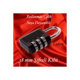 Lufern 38 mm 3 Basamaklı Haneli Şifreli Premium Paslanmaz Çelik Küçük Ekstra Güçlü Şifreli Asma Kilit