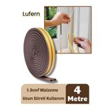 Lufern 4 Metre Kahve Pvc Doğrama Kapı Pencere Soğuk Geçirmez Sızdırmaz İzolasyon Fitil Yapışkanlı 2x2=4 mt