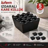 Lufern 5 Adet Izgaralı Kare Küllük Bakalit Plastik Siyah Ev İş Yeri Kafe Restoran Kül İzmarit Bahçe