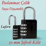 Lufern 50 mm 3 Basamaklı Haneli Şifreli Premium Paslanmaz Çelik Küçük Ekstra Güçlü Şifreli Asma Kilit