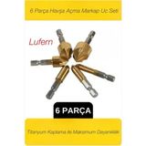 Lufern 6 Parça Premium Titanyum Kaplama Hss Bits Uçlu Kırılmaz A Kalite Paslanmaz Havşa Açma Matkap Uç Seti