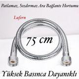 Lufern 75 cm Kısa Tepe Ara Duş Hortumu Spiral Robot Ara Bağlantı Örgülü Dayanıklı Kopmaz Patlamaz Sızdırmaz