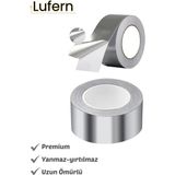 Lufern Alüminyum Yanmaz Folyo Bant Tamir Soba Boru Bandı Suya Sıcağa Dayanıklı Yama Düz Gri 44 mm x 20 M - 20 METRE