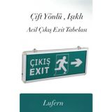 Lufern Çift Yönlü Acil Çıkış Exit Tabelası Işıklı Şarjlı Yönlendirme Güvenli Parlayan Uyarı Levhası