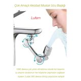 Lufern Çok Amaçlı Akrobat Musluk Ucu Başlığı Filtreli 2 Fonksiyonlu Mutfak Banyo 1080 Derece Dönebilen