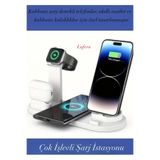 Lufern Çok Işlevli Şarj Istasyonu Beyaz Renk Ios Androit Kablosuz Ev Ofis Araba Akıllı Saat Kulaklık