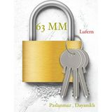 Lufern Dayanıklı 63 mm Dış Mekan Paslanmaz Çelik Halka Yüksek Güvenlikli Sarı Asma Kilit Garaj Bahçe Kapı - 63 MM ASMA KİLİT
