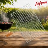 Lufern Dayanıklı Küçük Boy Mangal Izgarası 35X20 cm Ahşap Saplı Piknik Kamp Açık Hava Et Tavuk Sebze - 1 Adet