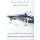 Lufern Dayanıklı Laptop Standı 2 Kademeli Yükseltme Ayarlı 2 Adet Katlanır Boyun Sırt Ağrı 2 Adet - Gri