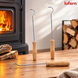 Lufern Dayanıklı Metal Soba Kapak Açacağı Ahşap Saplı Güvenli Kullanım Kül Temizleme Kuzine Kapağı
