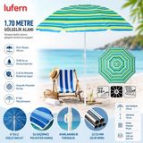 Lufern Ekstra Korumalı Dayanıklı Plaj Şemsiyesi Su Geçirmez Deniz Bahçe Balkon Piknik Kamp Güneş 1.70 cm